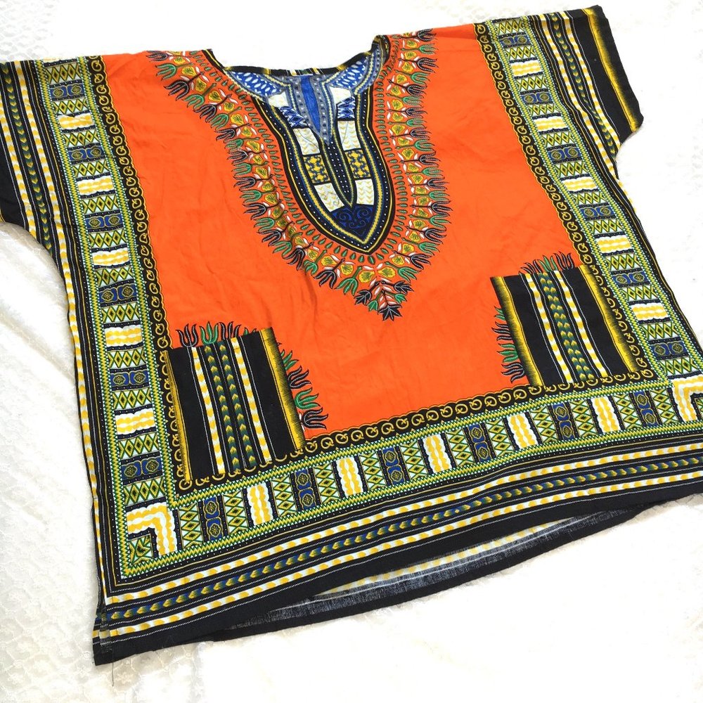 * Dashiki Reggae Jazz Hippy Boho Rasta Festival Top EUC VTG